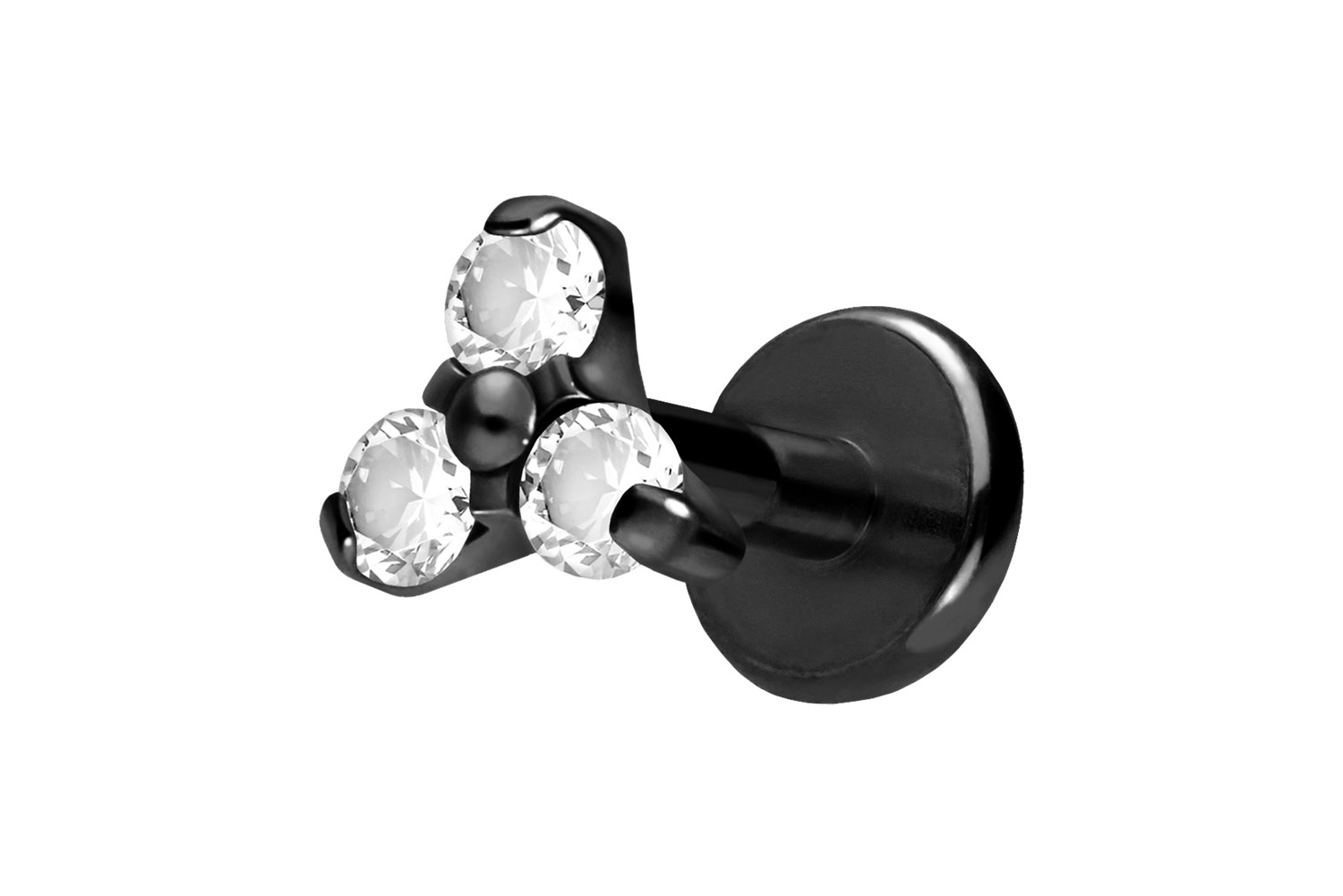 Titan Labret Piercing mit Push Fit KRISTALLBLUME